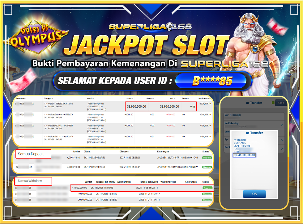 SUPERLIGA168 JACKPOT GATES OF OLYMPUS Rp.41,800,000-LUNAS
